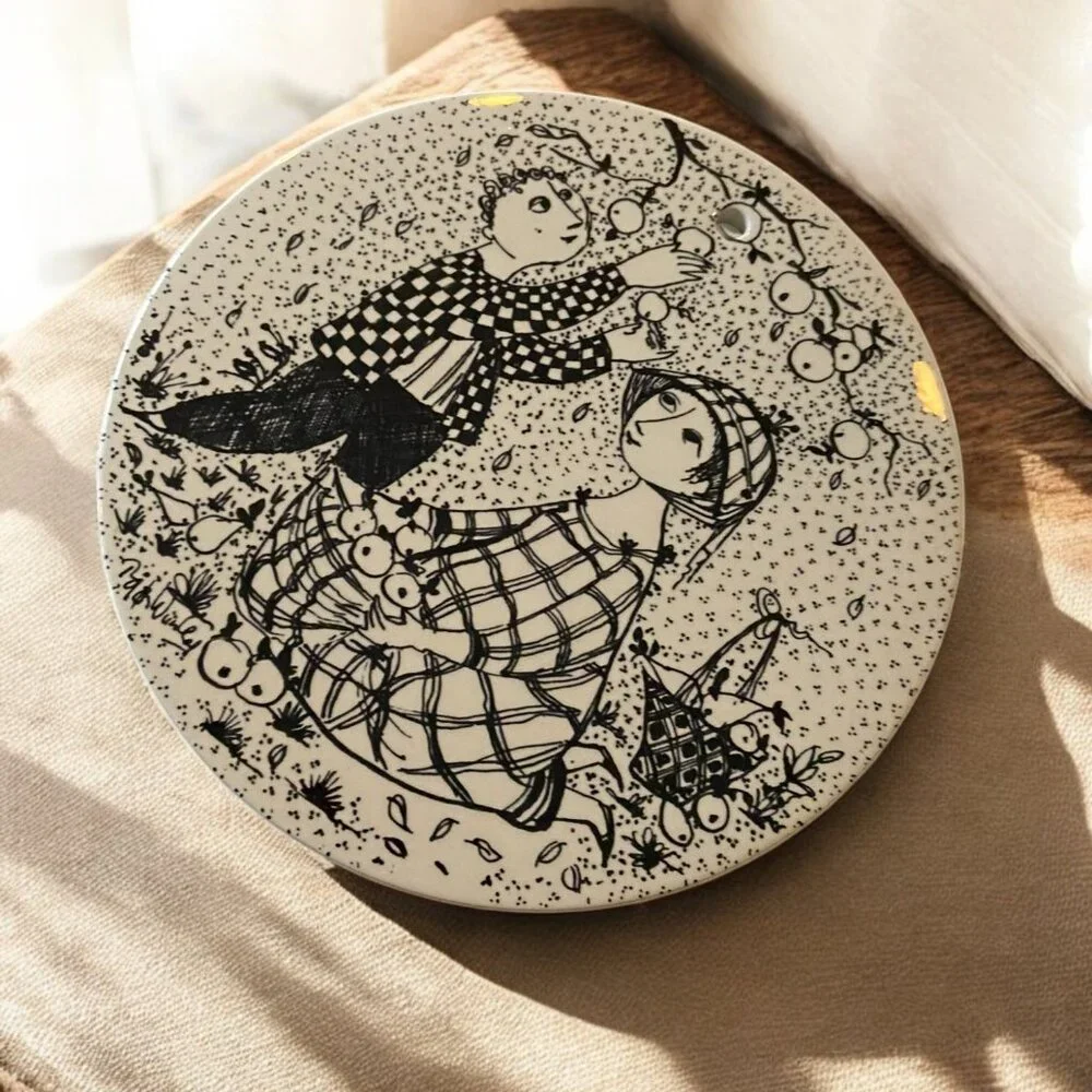 October Paradis Nymolle Denmark Winblad Black Ivory 6" Wall Plate Butter Board - Picture 2 of 5